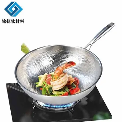 Kalt falsað hamrað hreint títansteikingarpönnu